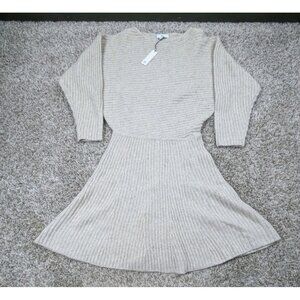 NEW $200 Banana Republic Sweater Dress Small Oatmeal Wool Yak Hair Ribbed Flare